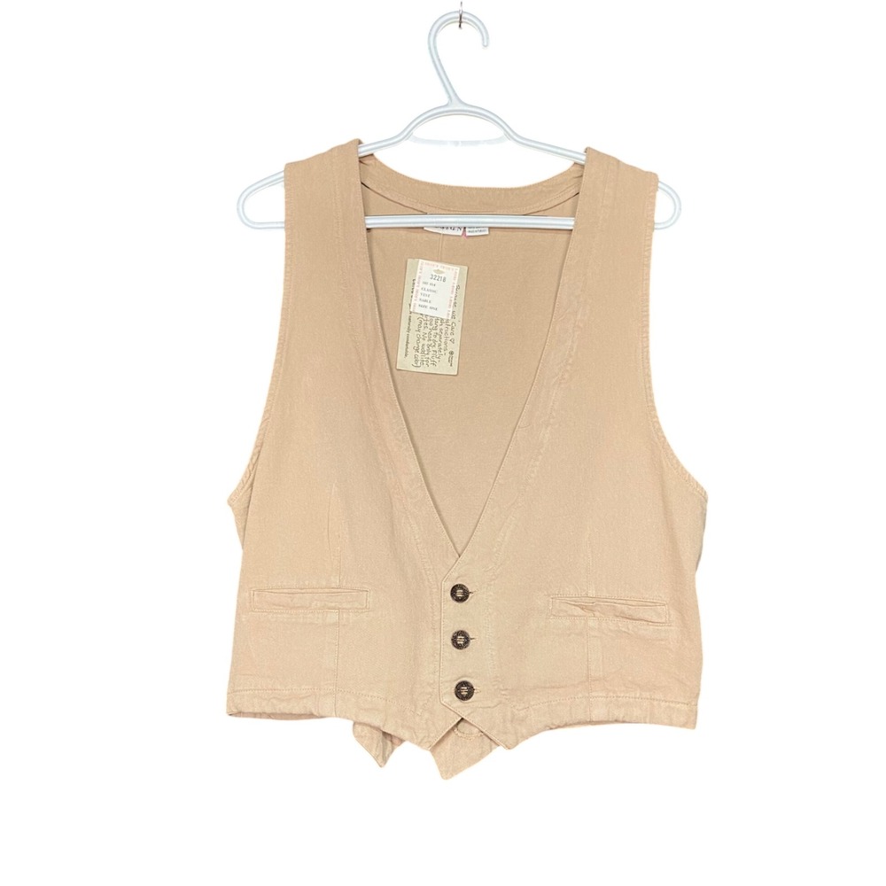 Chico's Design Classic Vest Size 1 US 8 Beige Button Down Adjustable Back‎ New